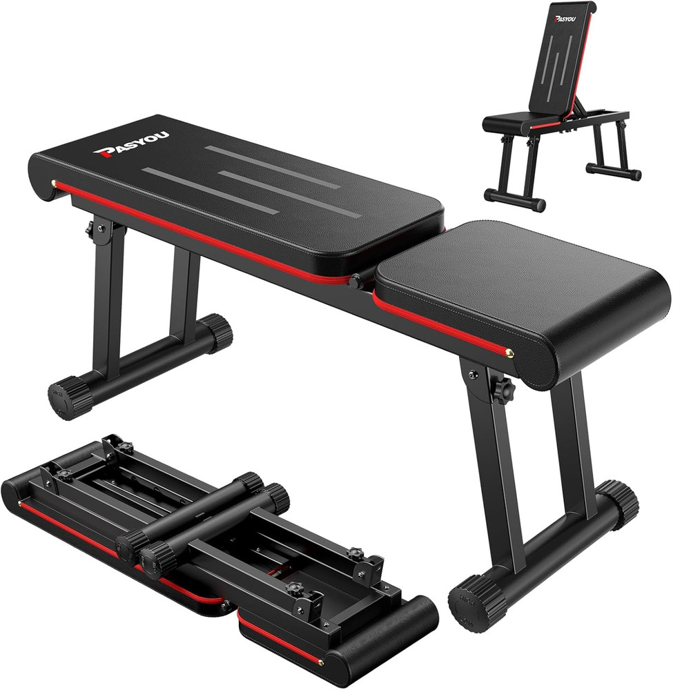Adjustable Flat Weight Bench, Foldable Bench Press for Home Gym, Multi-Angle Inc