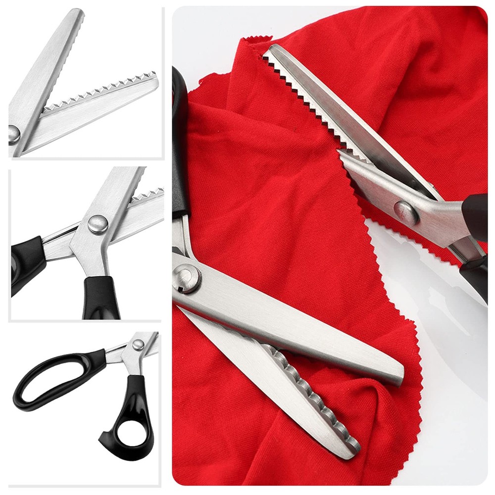 Pinking Shears Zig Zag Scissors For Fabric Leather Triangular Rounded 2 Models