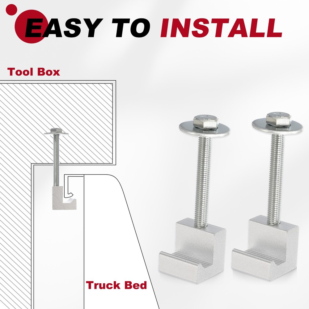4Pcs J Hook Crossover Tool Box Mounting Clamps with Fastening Nuts, Silver