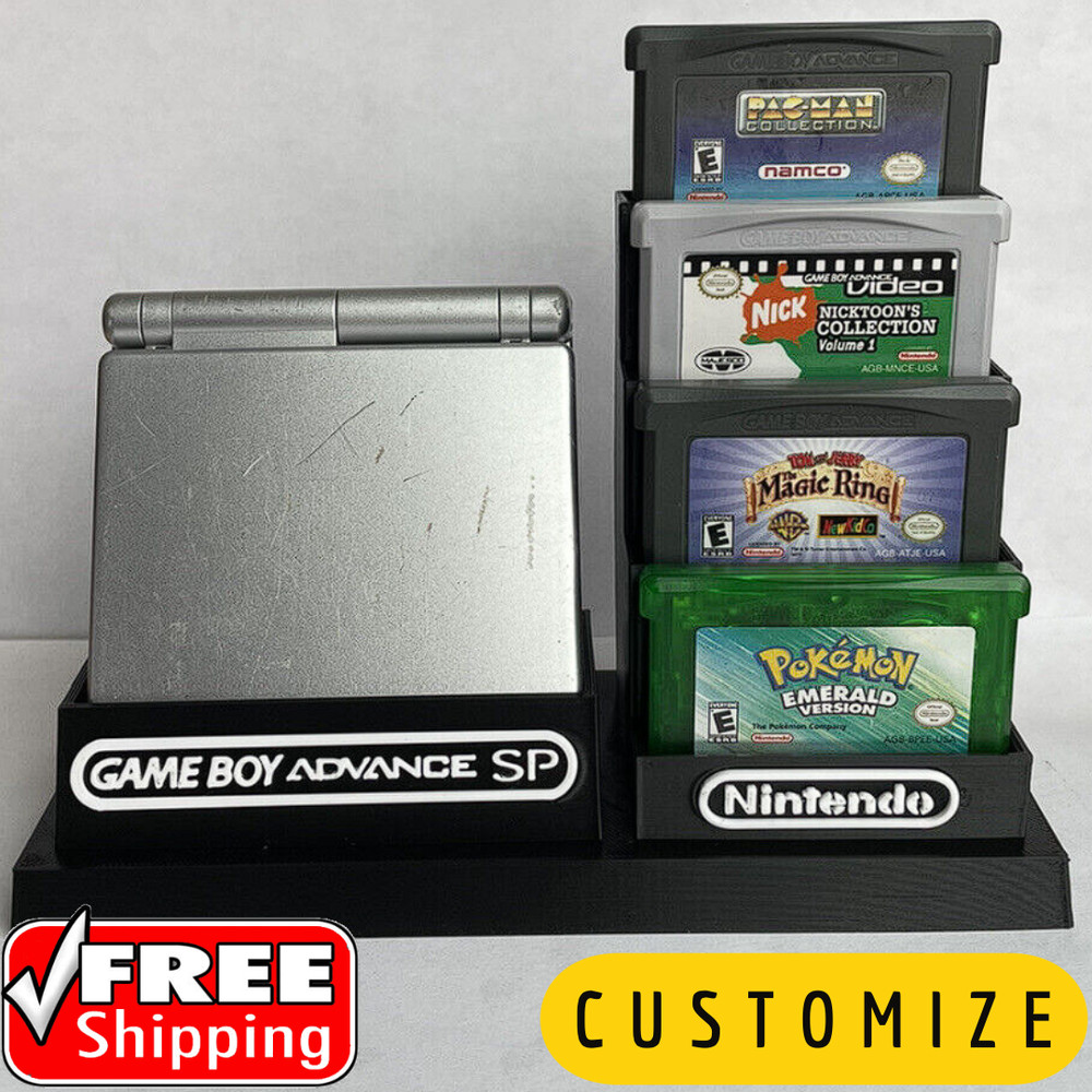 Game Boy Advance SP & 9 Game Cartridges Display- DISPLAY ONLY (Customize Colors)