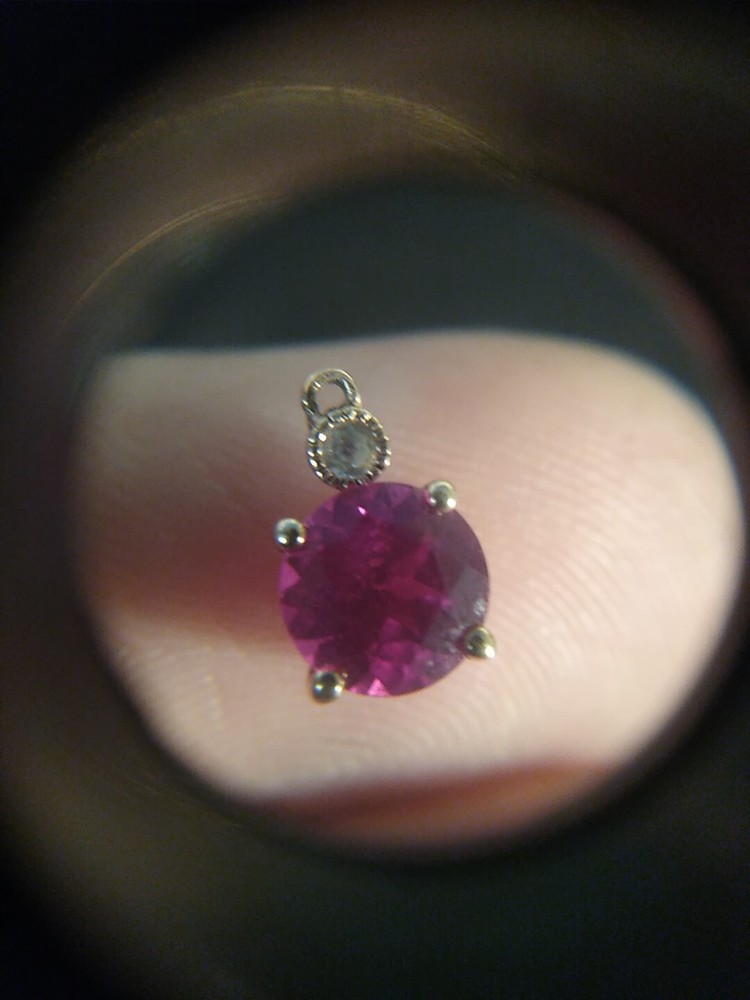0.8 Grams Ruby Sterling Silver 925 Charm Pendant