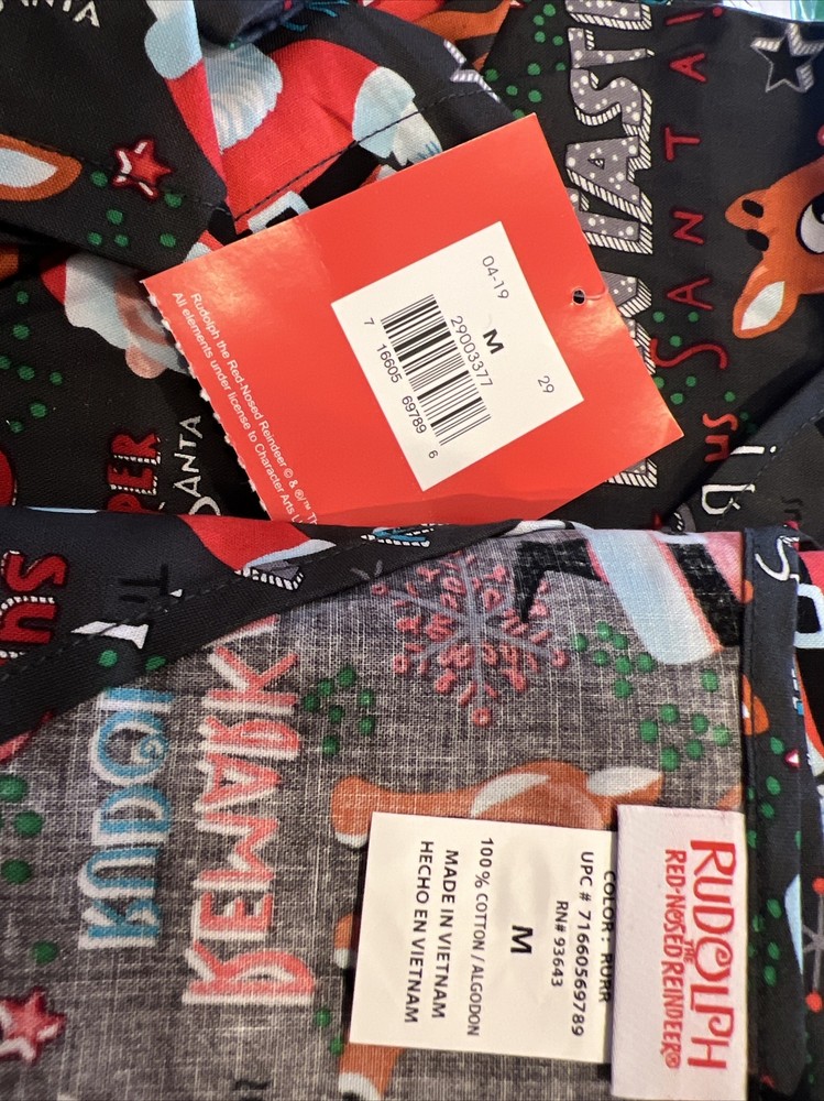 Rudolph The Red Nosed Reindeer Scrub Top Medium - NWT