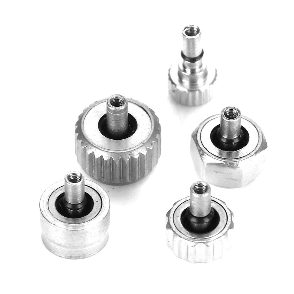 60Pcs 12-Pattern Stainless Steel Watch Crown Flat Head Assortment Replacement