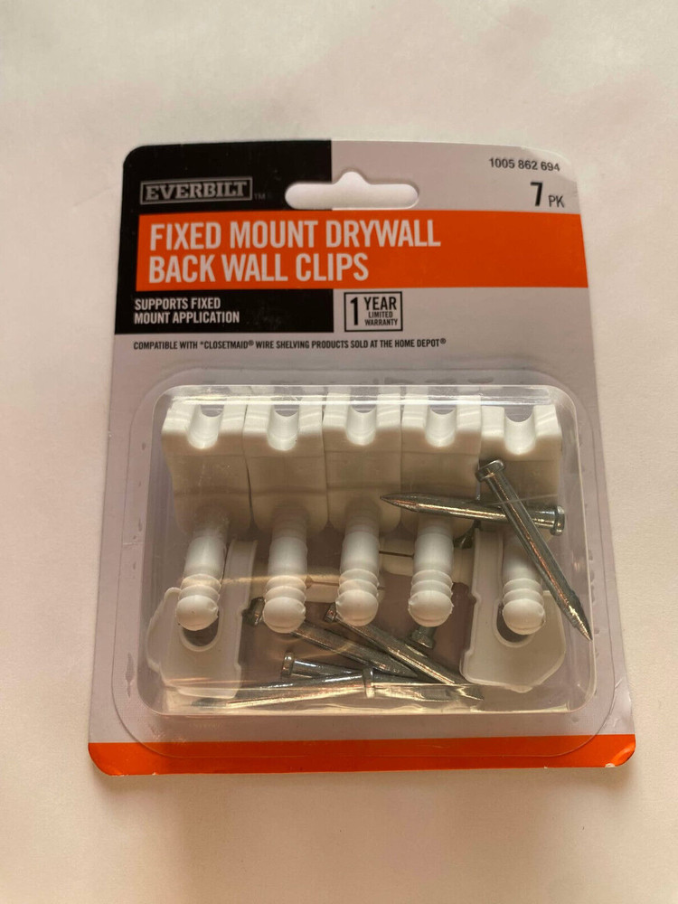 Everbilt Fixed Mount Drywall Back Wall Clips ( 7-pk ) 1005 862 694 Fixed mou NEW