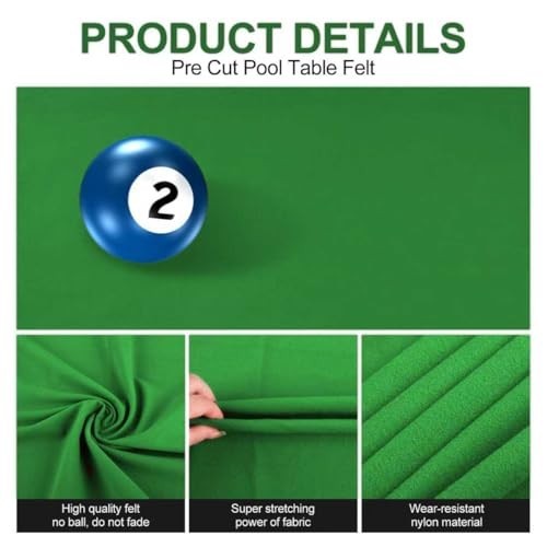 8ft Pool Table Felt Replacement Kit - Pre-Cut Billiard Cloth, Gloves & Tools