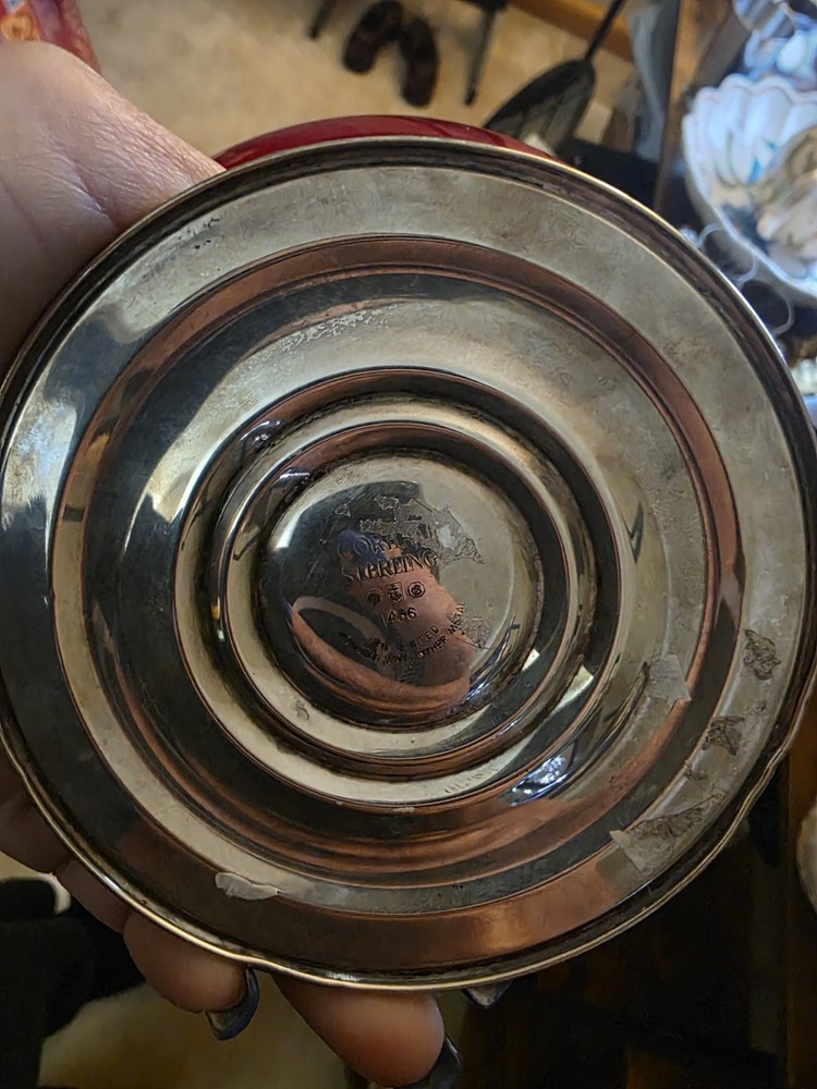 Vintage Gorham Sterling Base Ruby Red Compote