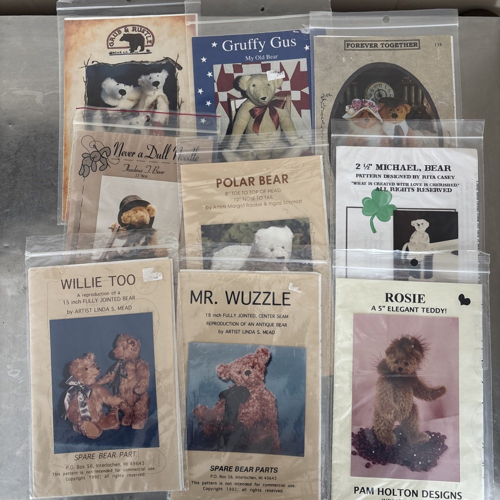 Lot of 9 Jointed Teddy Bear Making Patterns