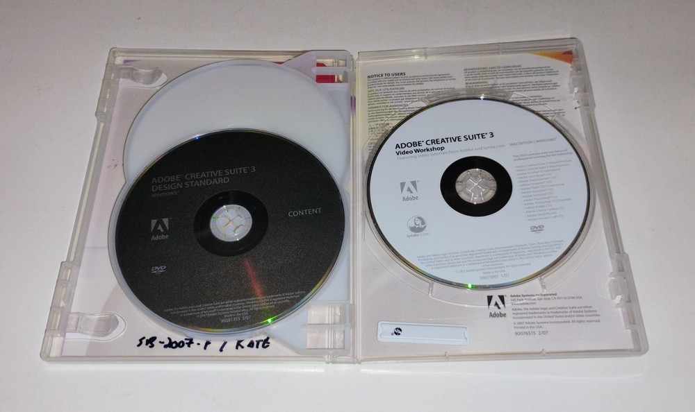 Adobe Creative Suite III 3 Design Standard Software Windows MAC 3-Disc DVD, 2007