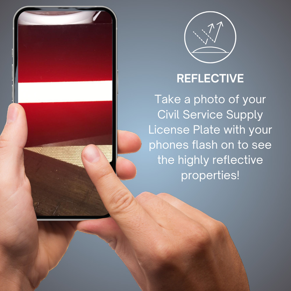 Reflective Thin Red Line Motocycle License Plate Tag Support Firefighters