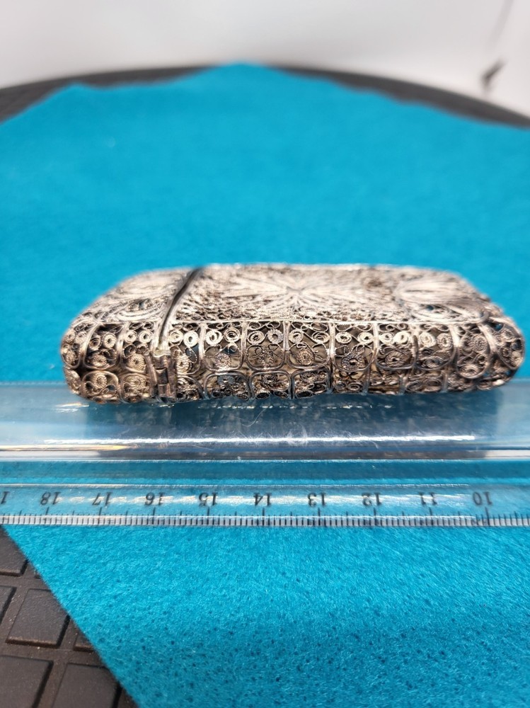 Antique Silver? Filigree Card Case Cigarette Case? Old Scroll Work Two Designs