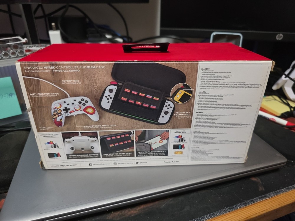 Super Mario Fireball Nintendo Switch Case - Hard Shell Pouch And Controller