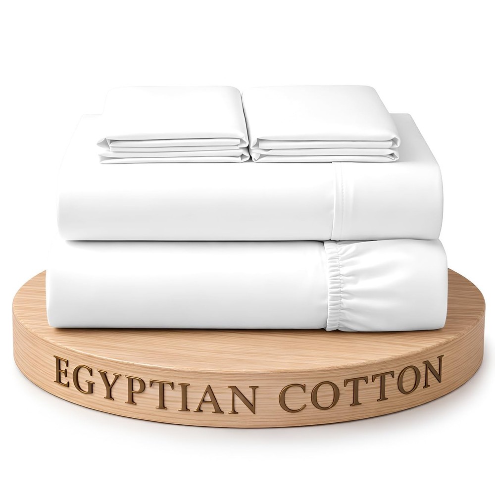 800 Thread Count Egyptian Cotton Sheets Queen Size – Luxury Soft & Cooling Be...