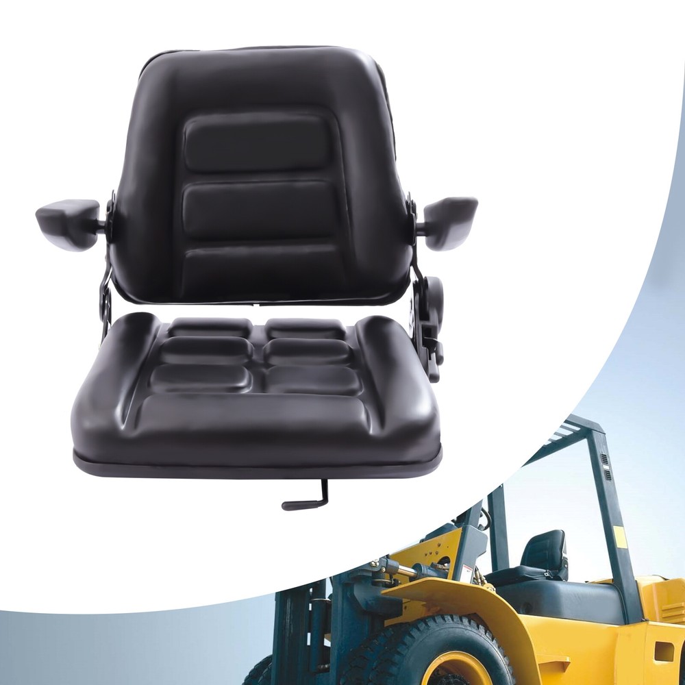 Forklift Seat With Armrest Foldable Tractor Seat With 175°Adjustable Back Angle