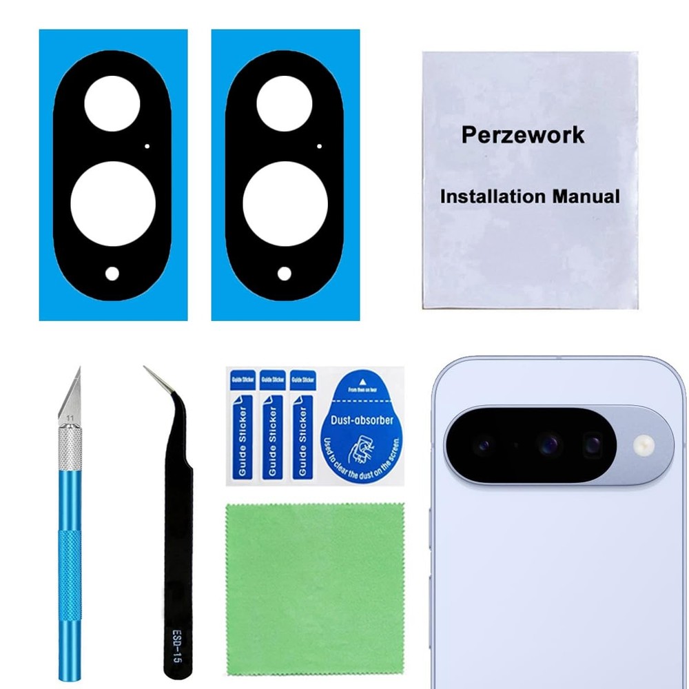 Perzework 2 Set Back Rear Camera Lens Glass Replacement for Google Pixel 10