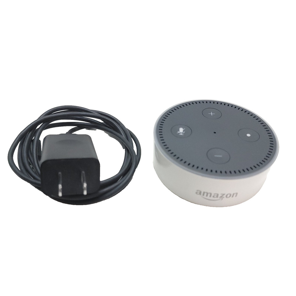 Amazon Echo Dot RS03QR 2nd Gen White w/ USB Power Cable & Plug Tested/Working