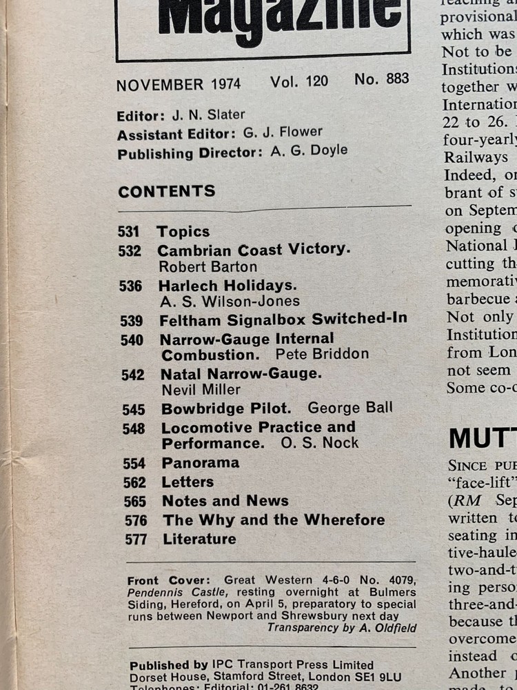 The Railway Magazine - 1974 - 9 issues