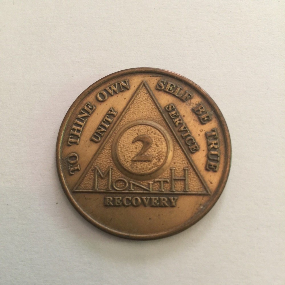 Vintage Alcoholics Anonymous AA 2 Month Metal Token