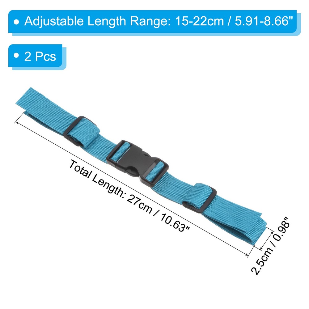 Backpack Chest Strap, 2 Pcs Adjustable Strap with Quick-Release Buckle, Sky Blue