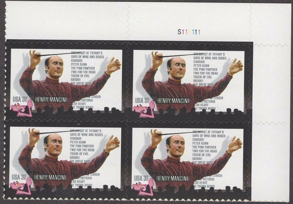 Scott # 3839 - Plate Block Of 4 - Henry Mancini - MNH - 2004