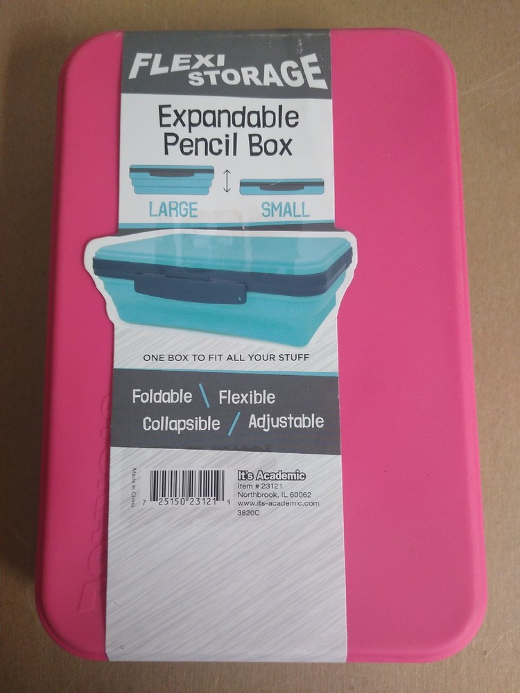 Flexi Storage Expendable Silicone Pencil Box Foldable Flexible Collapsible Pink