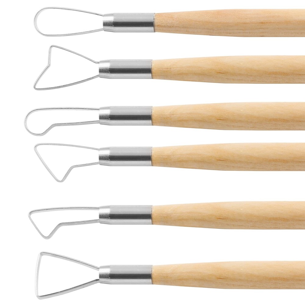 Suiwotin 6pcs Double-Sided Clay Sculpting Tools, Wooden Handle 6pcs-Loop