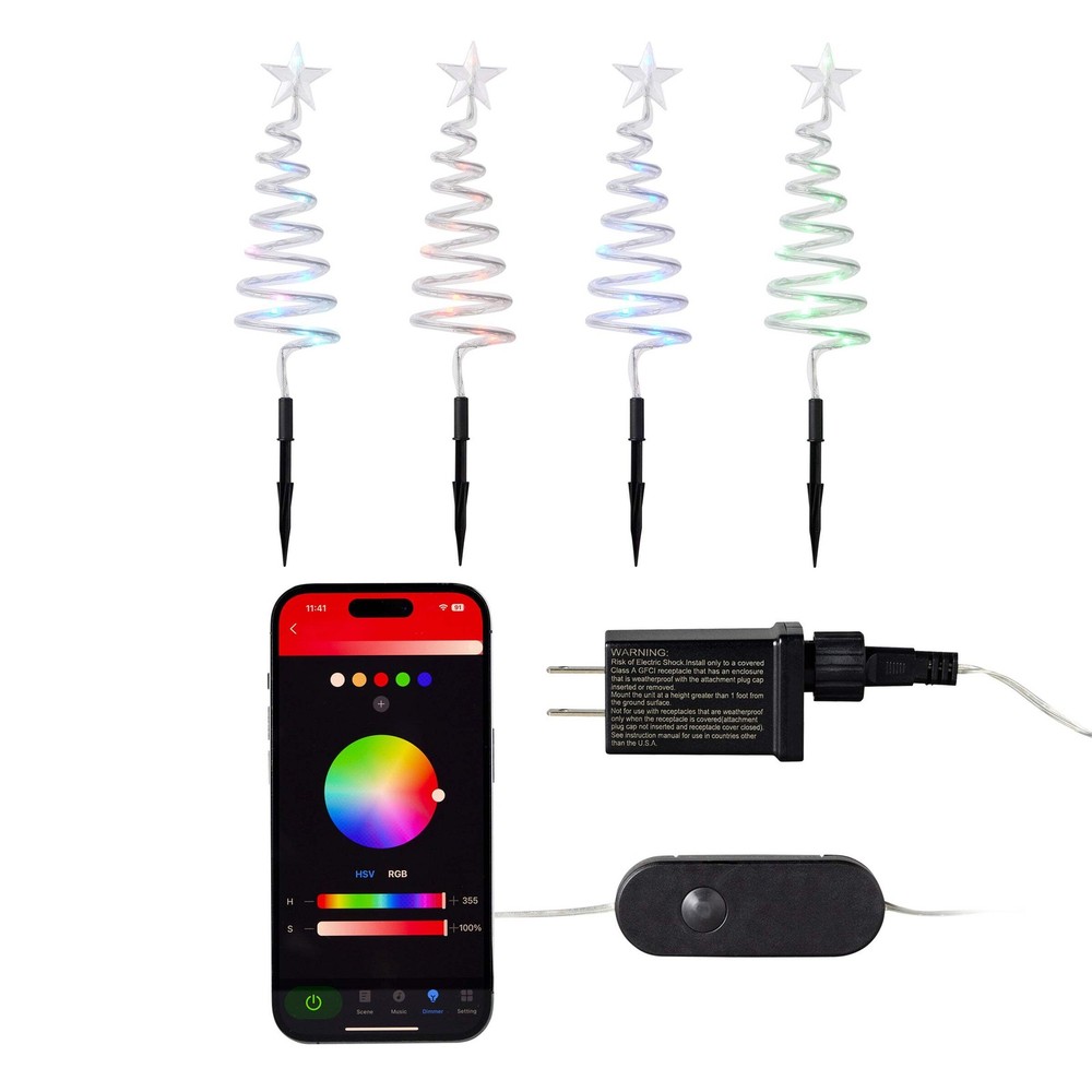 Vivvi App-Based Customizable, Color-Changing 24" Christmas Tree Path Lights - Se