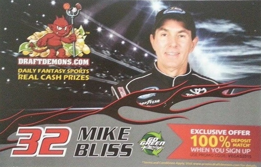2015 MIKE BLISS "DRAFT DEMONS 1ST VERSION" #32 NASCAR SPRINT CUP POSTCARD