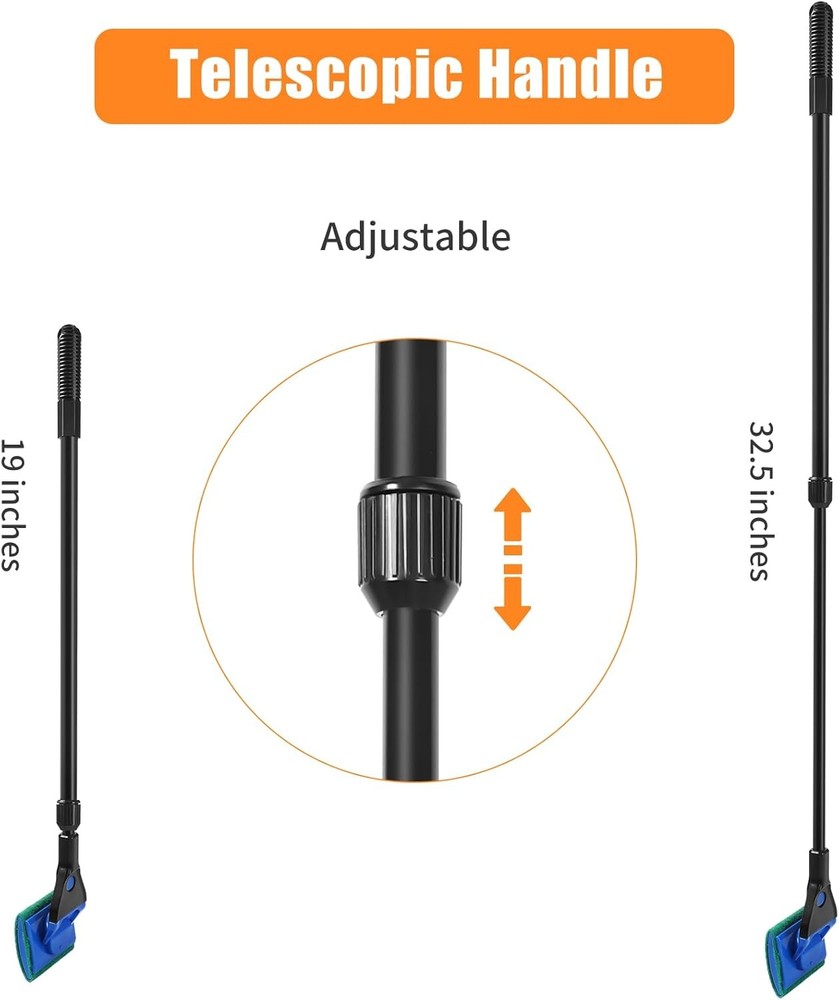Aquarium Cleaning Tools 5-in-1 Kit w/ Adjustable Long Handle
