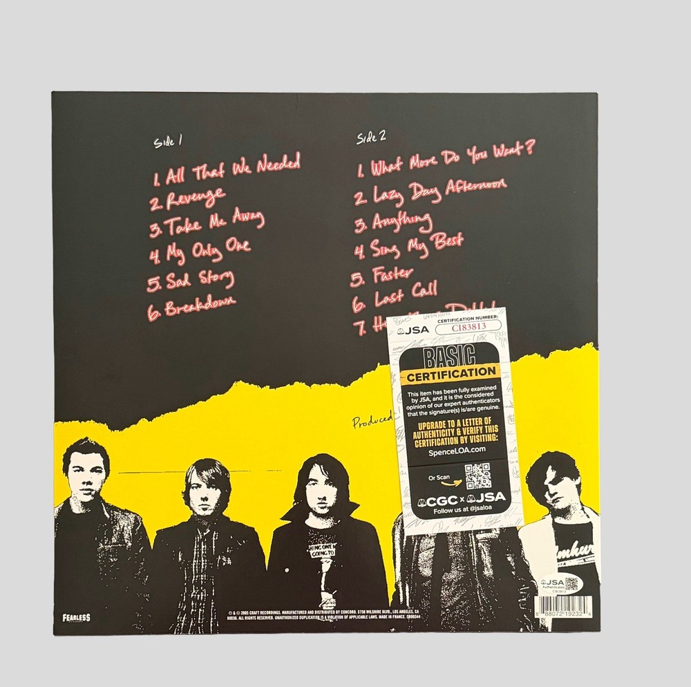 PLAIN WHITE T’S SIGNED ALL THAT WE NEEDED VINYL TOM HIGGENSON & MIKE w/JSA COA!
