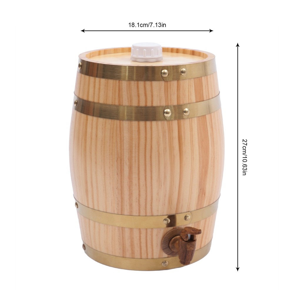 5L/1.32Gal Wine Barrel Wooden Whiskey Barrel Bourbon Wine Barrel Home
