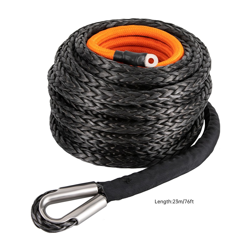 9/16"x76' Synthetic Winch Rope with Hook, Winch Cable with Protective Sleeve