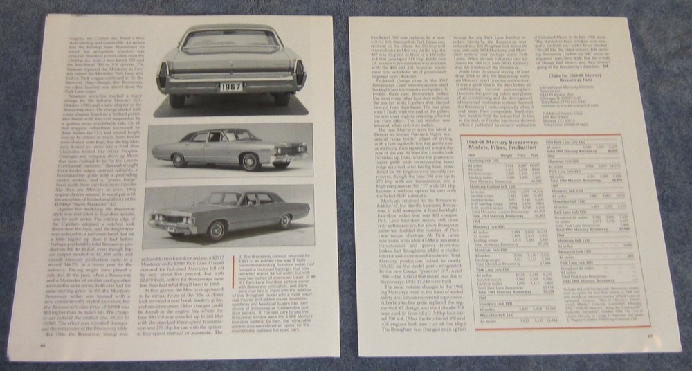 1963-68 Mercury Breezeway History Info Article "Breathing Room"