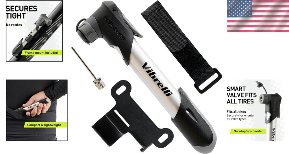 120 PSI Mini Bike Pump - Compact, Lightweight, Includes Glueless Kit