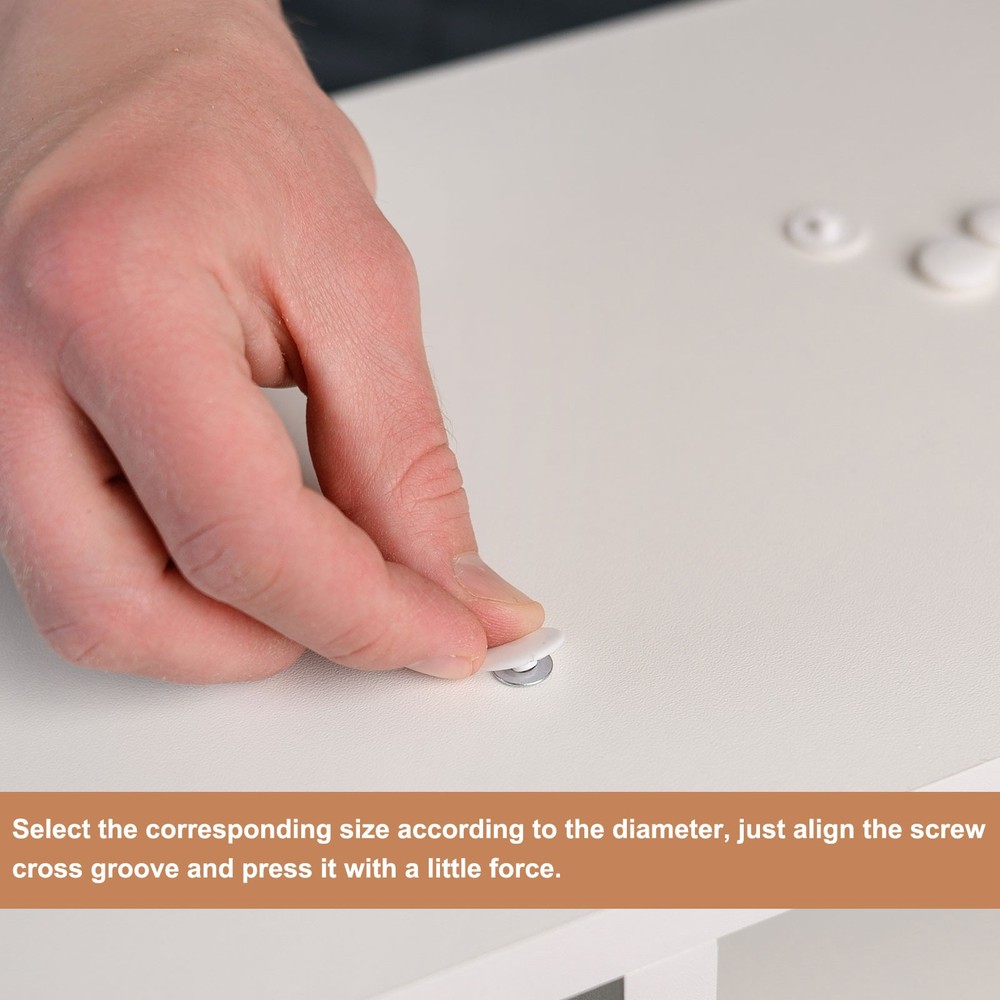 158Pcs 12mm Plastic Self-Tapping Phillips Screw Cap Covers Light Gray