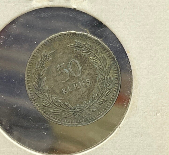1947 Turkey 50 Kurus Silver Coin