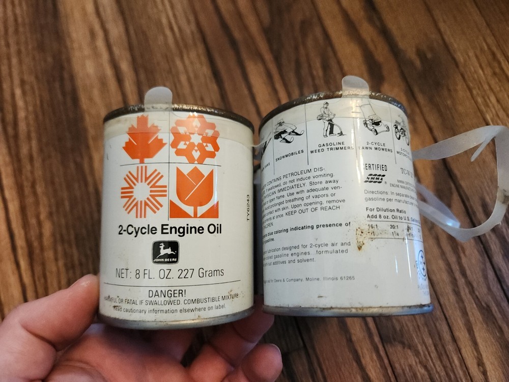 Vintage John Deere 2 Cycle Engine Oil 3 FULL 8 oz Cans