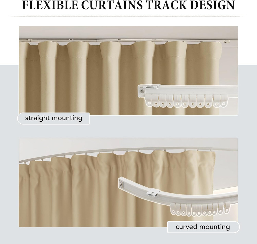 Biscotti Beige Room Divider Curtains with Ceiling Track, Blackout 96" Panel