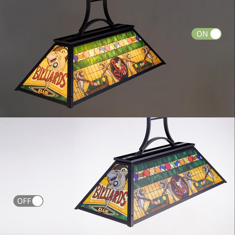 TOCHIC Vintage Pool Table Light, 3-Light Rustic Billiards Light Green