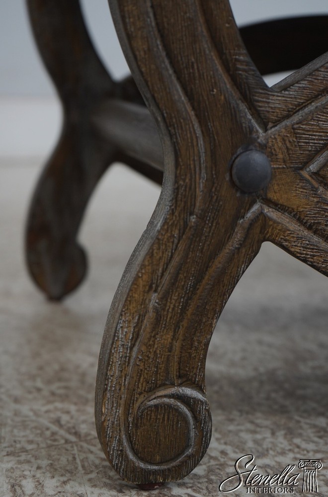 L68198: Rustic Gray Carved Frame Window Bench