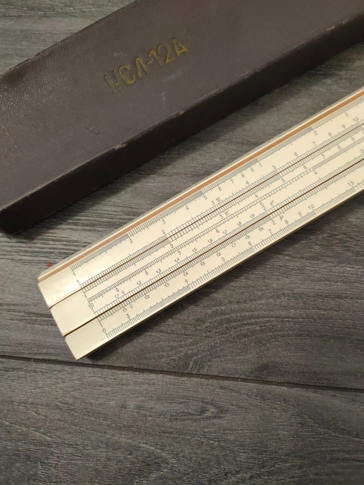 ANTIQUE MILITARY USSR SOVIET LOGARITHMIC SLIDE RULER