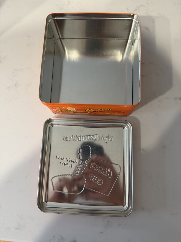 Reese's Orange Advertising Tin 1997 Candy & Nuts Theme
