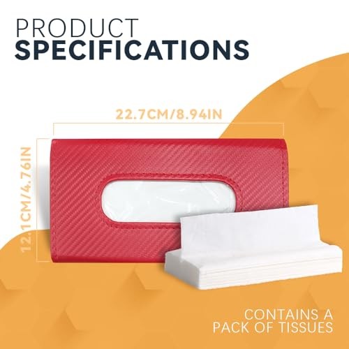 Car Tissue Holder, Sun Visor Organizer, Rectangular Sun Visor Napkin, Red