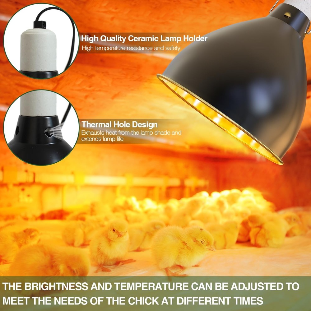 All-in-One Chick Brooder Kit with 75W Adjustable Heat Lamp, Spill-Proof Feede...