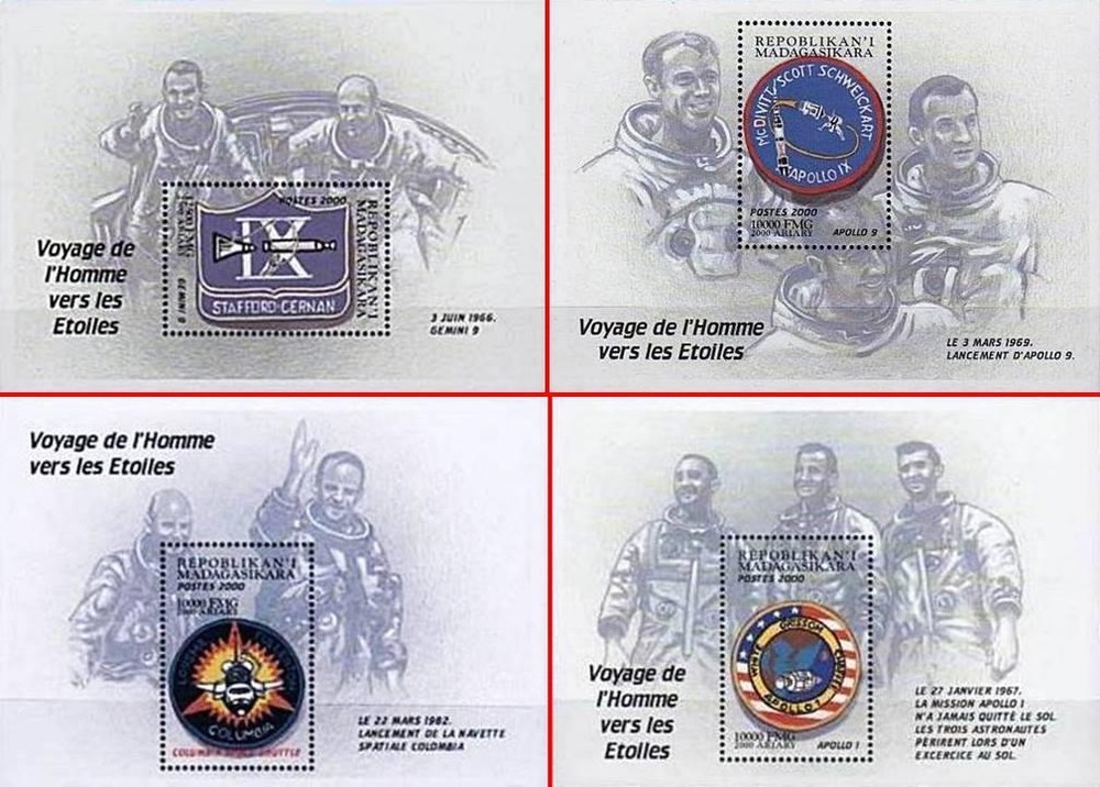 MADAGASCAR 2000 USA in SPACE = PROGRAMS + 8 S/S + 4 M/S (13 items !!!) MNH