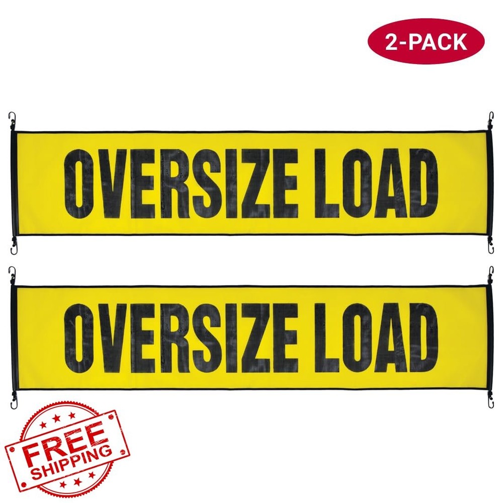 VULCAN Oversize Load Banner 2pc 18"x84" Mesh w/ Hooks
