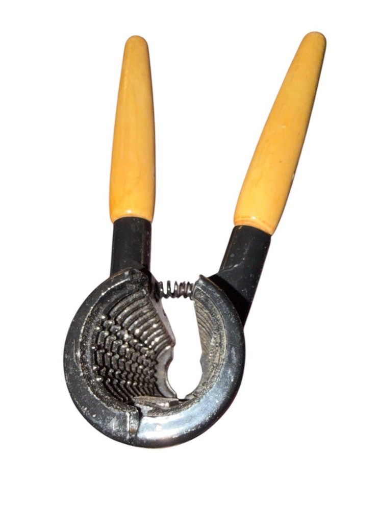 Walnut Nut Cracker Tool Stainless Steel Nutcracker With Wooden Handle VTG EUC