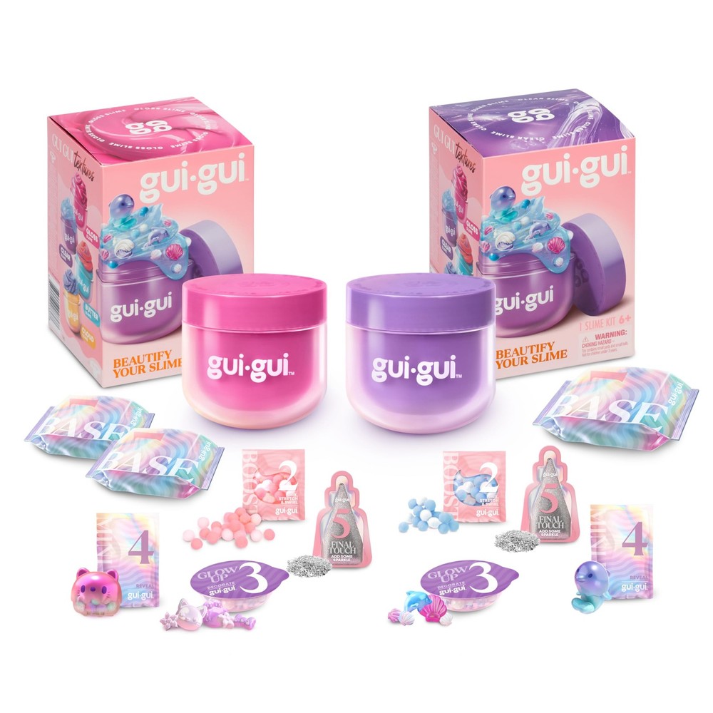 GUI Slime Kit - Scented 2-Pack Bundle, Clear & Gloss, 5 Step Pink