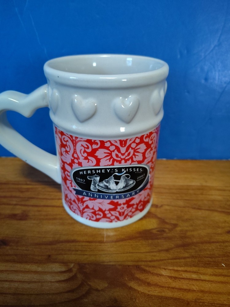 Hershey's 100th Anniversary 1907-2007 Ceramic Heart Handle Coffee Mug EUC