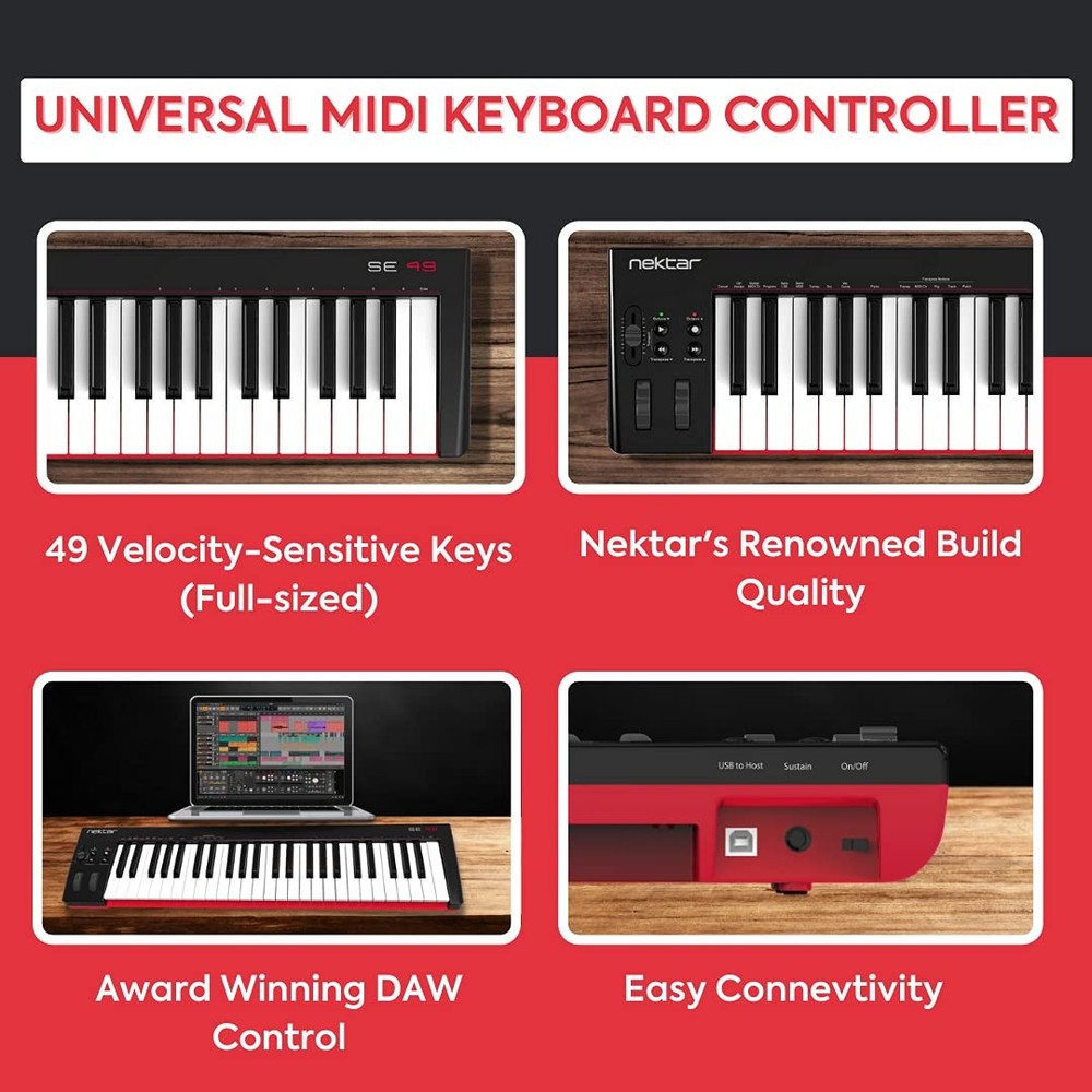 49Key MIDI Controller, Compact Keyboard for Music Production and Performance