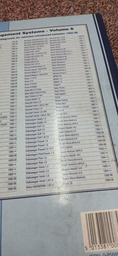 Autodata Engine Management Systems - 1992-1996 - Volume 6 - Car Workshop Manual